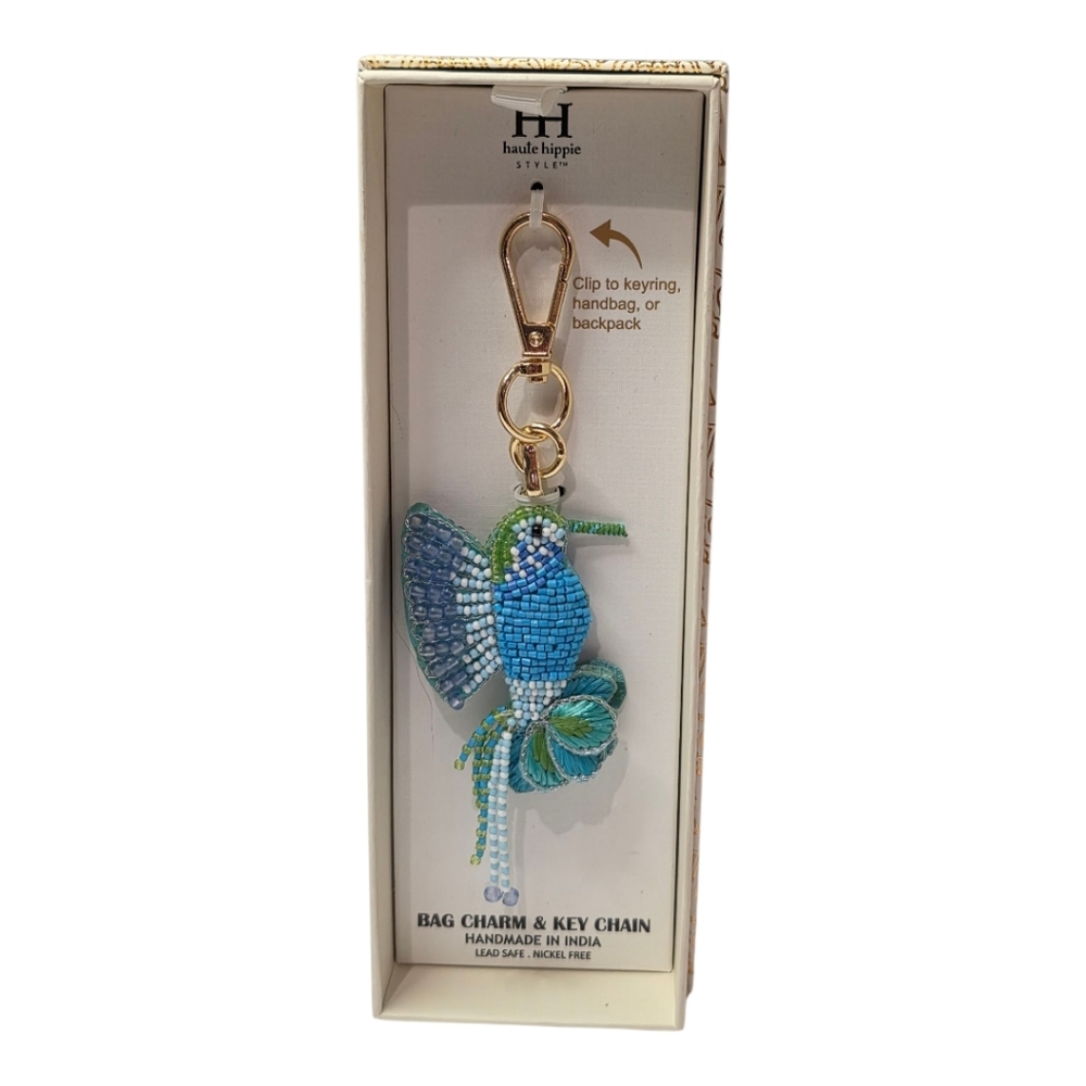 Haute Hippie Beaded Hummingbird Keychain Purse Charm New - Picture 4 of 7